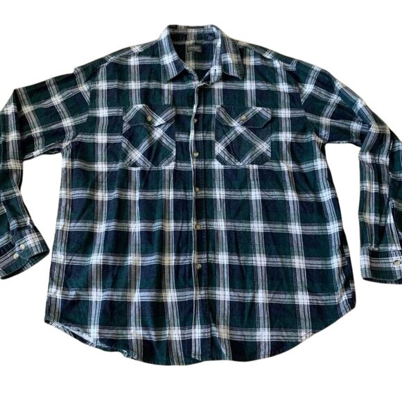 Stanley Flannel Shirt Men’s Size XXL Blue Green Plaid Cotton Casual Outdoor Work - Picture 1 of 4